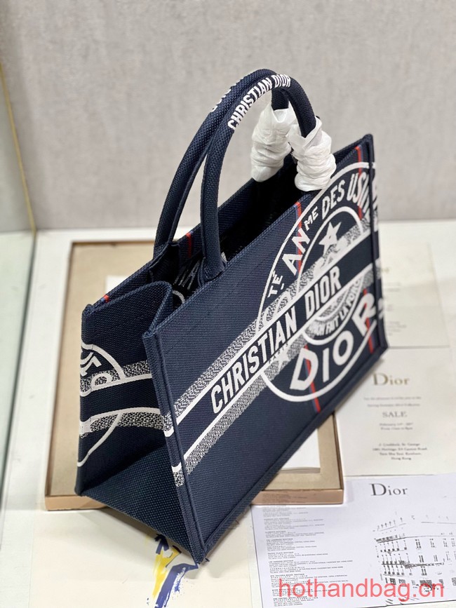 MEDIUM DIOR BOOK TOTE Blue Dior Union Embroidery M1296ZERZ