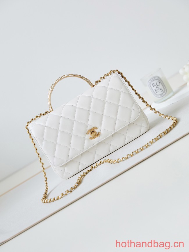 Chanel SMALL FLAP BAG WITH TOP HANDLE AS4232 white