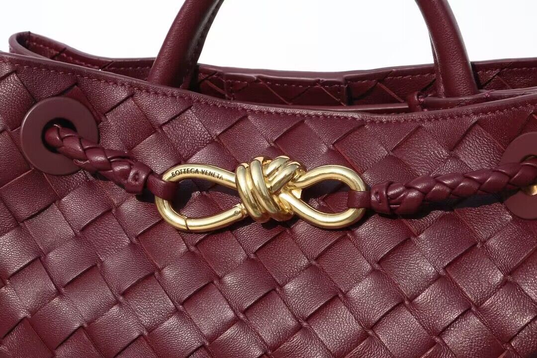 Bottega Veneta Andiamo Small Intrecciato Leather Tote 743572 Wine