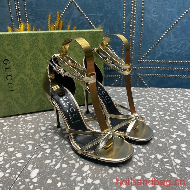 Gucci WOMENS HEELED METALLIC SANDAL 93604-6