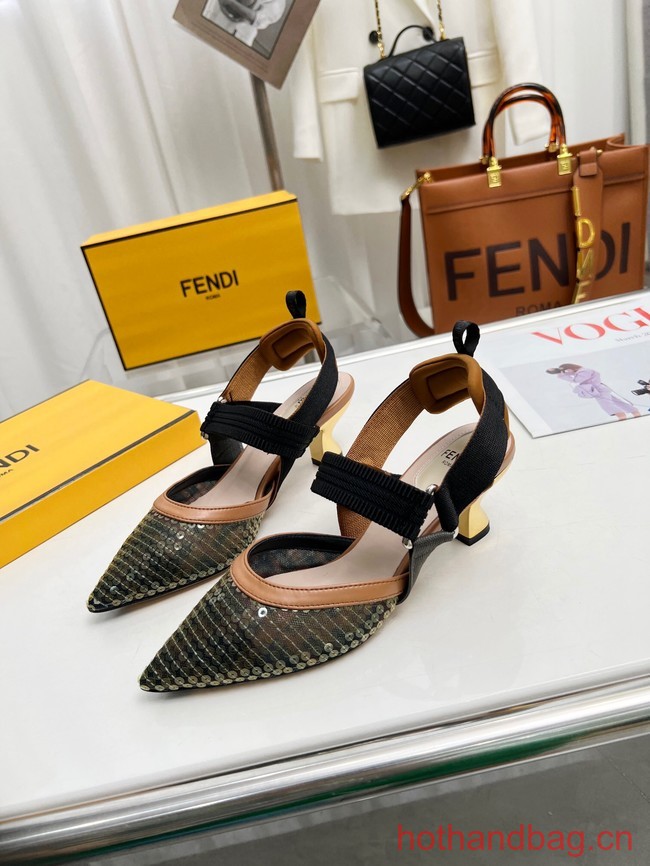 Fendi Colibri mesh high-heeled slingbacks 93615-4