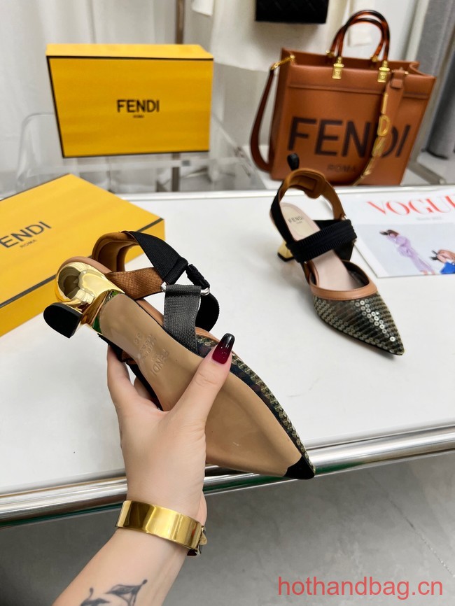 Fendi Colibri mesh high-heeled slingbacks 93615-4