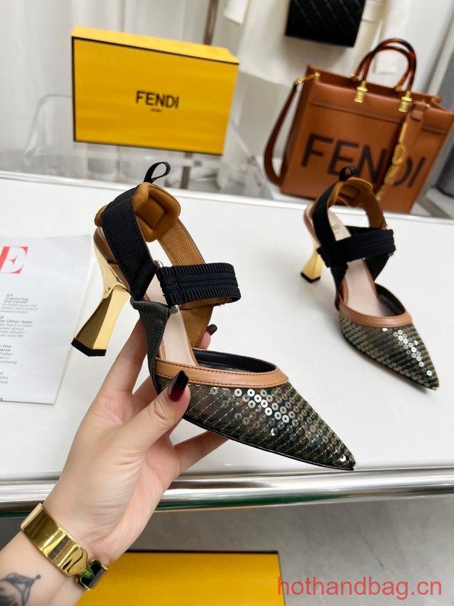 Fendi Colibri mesh high-heeled slingbacks 93616-4