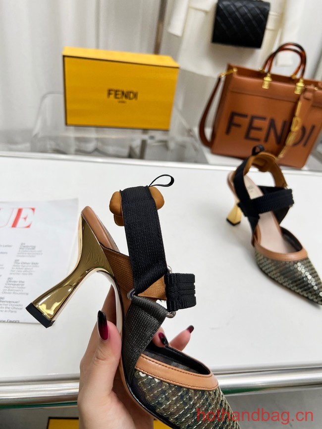 Fendi Colibri mesh high-heeled slingbacks 93616-4