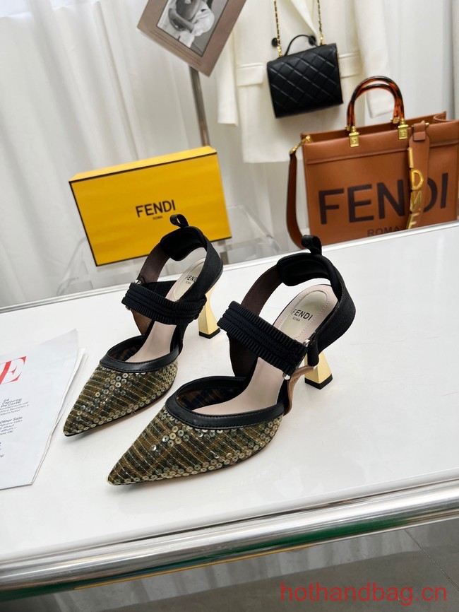 Fendi Colibri mesh high-heeled slingbacks 93616-5