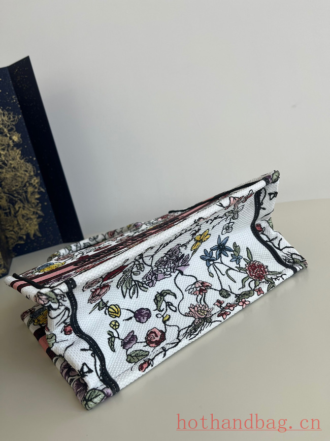 SMALL DIOR BOOK TOTE White Multicolor Florilegio Embroidery M1296ZRG