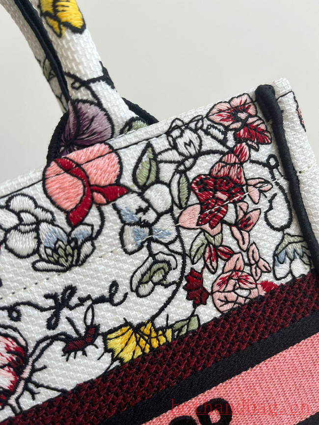 SMALL DIOR BOOK TOTE White Multicolor Florilegio Embroidery M1296ZRG