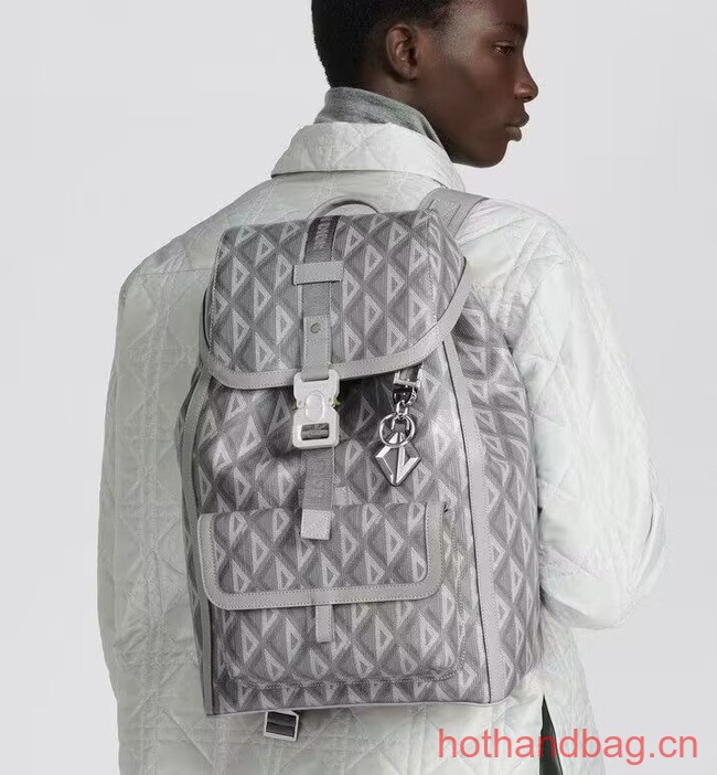 DIOR HIT THE ROAD BACKPACK Dior Gray CD Diamond Canvas and Smooth Calfskin 1ESBA021CD