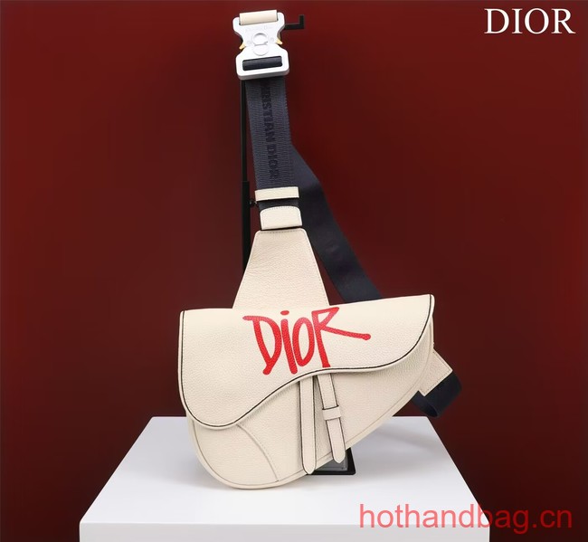 Dior Essentials SADDLE BAG Grained Calfskin 1ADPO093G WHITE