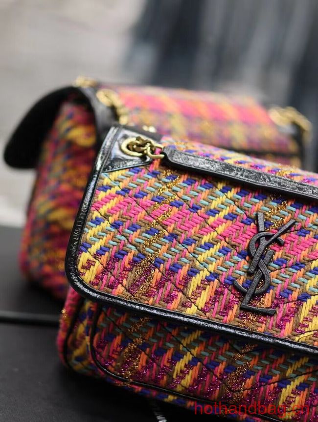 SAINT LAUREN NIKI MEDIUM CHAIN BAG IN Tweed LEATHER Y933158 Rainbow