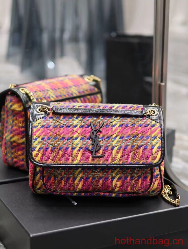 SAINT LAUREN NIKI MEDIUM CHAIN BAG IN Tweed LEATHER Y933158 Rainbow