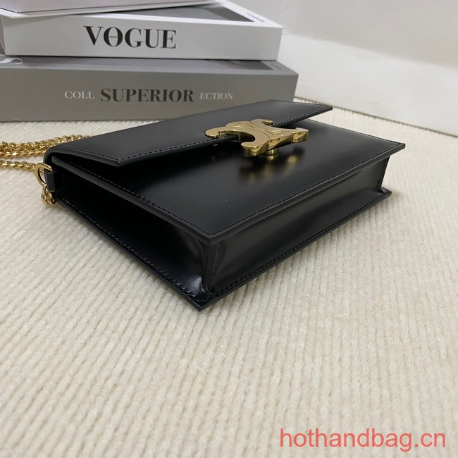 Celine CLUTCH WITH CHAIN IN TRIOMPHE LAMBSKIN 107732 black