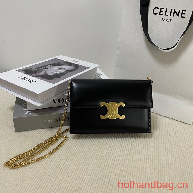 Celine CLUTCH WITH CHAIN IN TRIOMPHE LAMBSKIN 107732 black