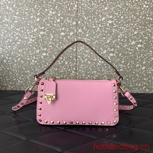 VALENTINO Rockstud small grain calfskin messenger bag YS097 pink