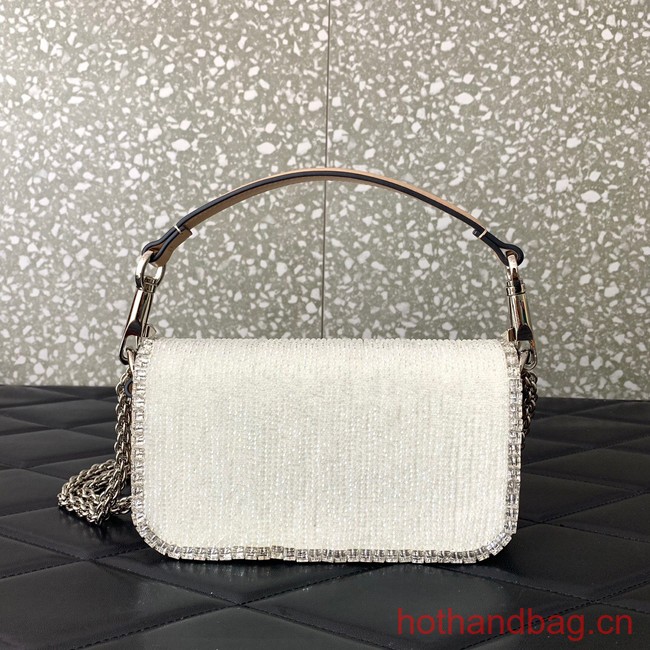 VALENTINO V-logo MINI LOCO bag beads 5032C white