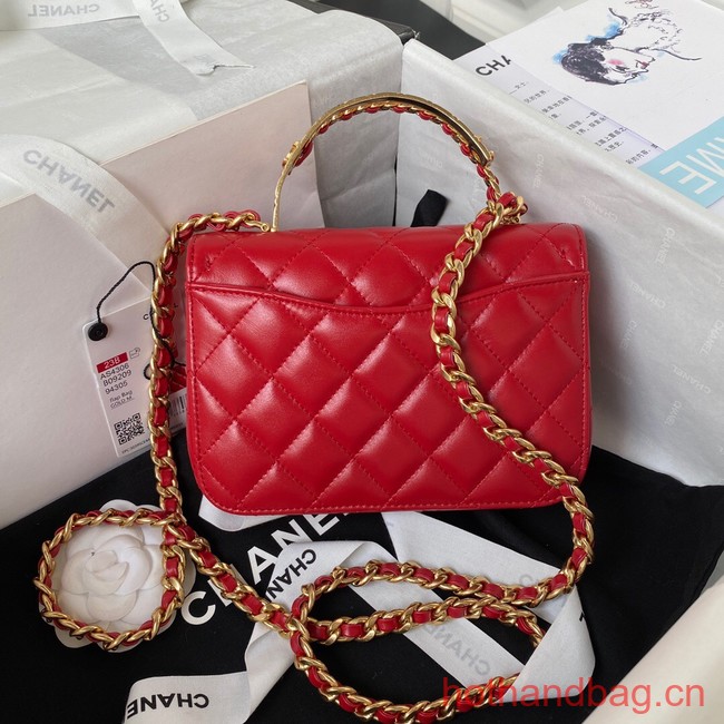 Chanel SMALL FLAP BAG WITH TOP HANDLE AS4306 red