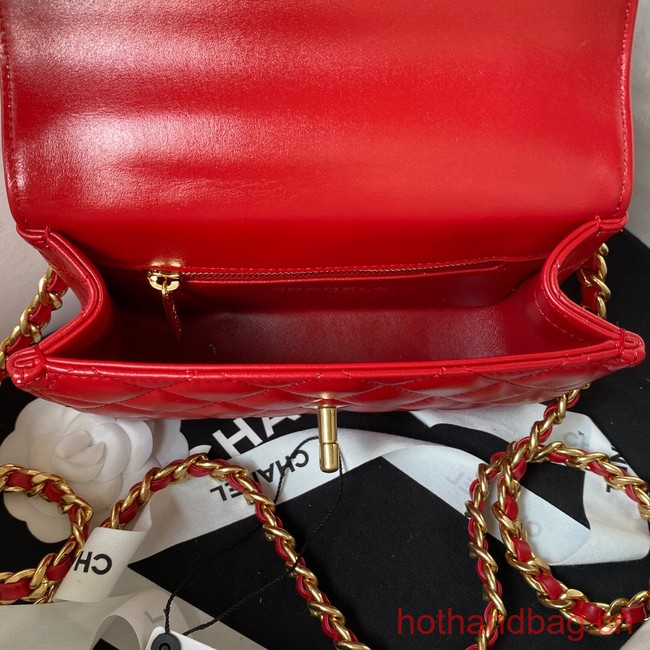 Chanel SMALL FLAP BAG WITH TOP HANDLE AS4306 red