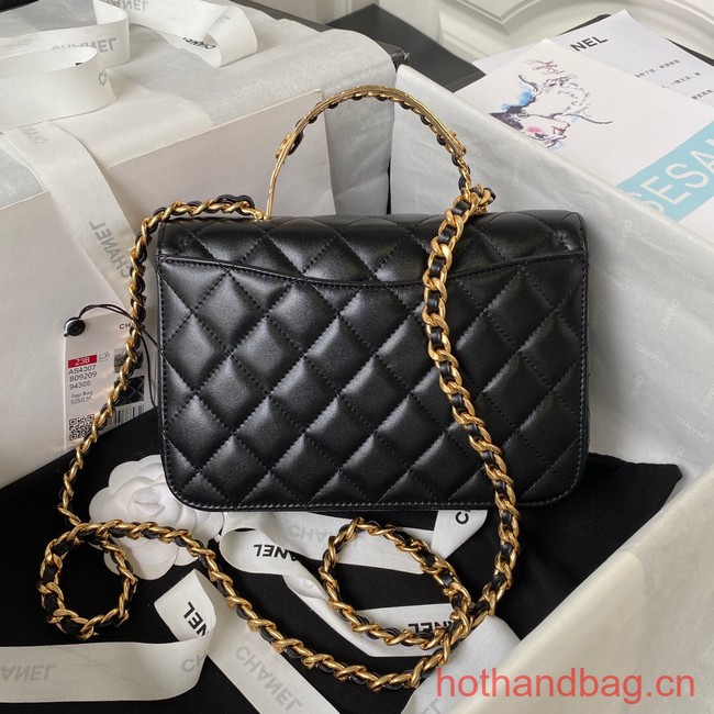 Chanel SMALL FLAP BAG WITH TOP HANDLE AS4307 black