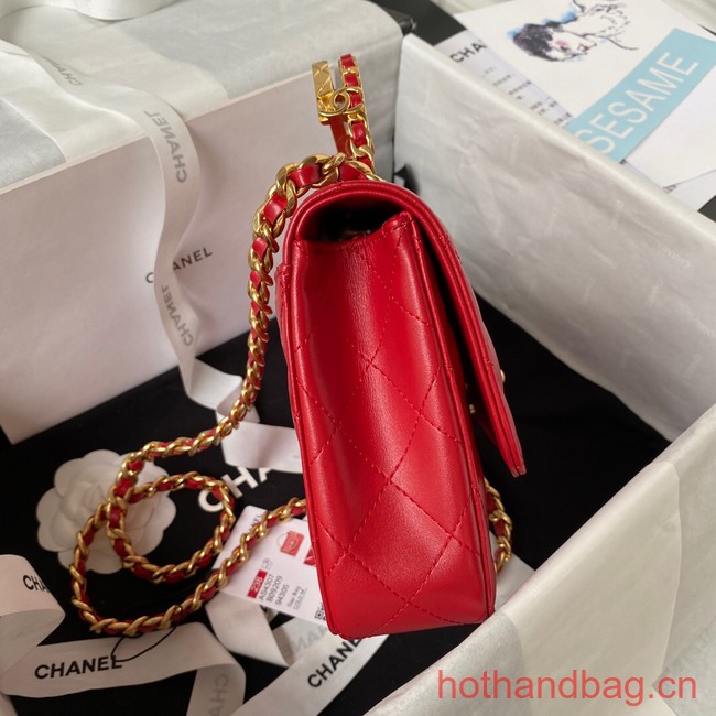 Chanel SMALL FLAP BAG WITH TOP HANDLE AS4307 red