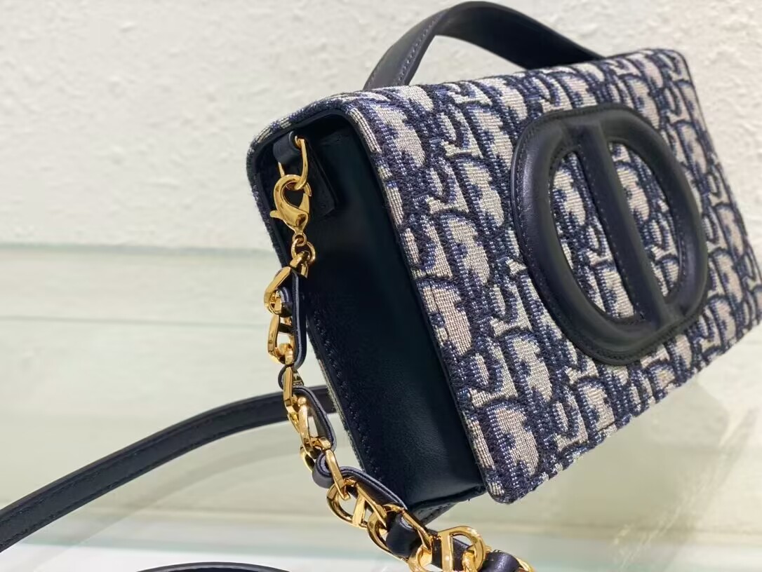 Dior CD SIGNATURE MINI BAG Blue Oblique Jacquard S2209U