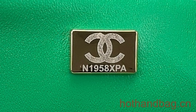 Chanel CLASSIC HANDBAG Wool Tweed A1112 green