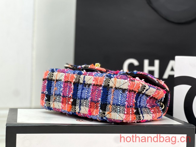 Chanel CLASSIC HANDBAG Wool Tweed A1116 Rainbow