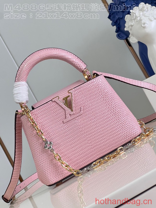 Louis Vuitton Capucines Mini Lizard print N81209 pink