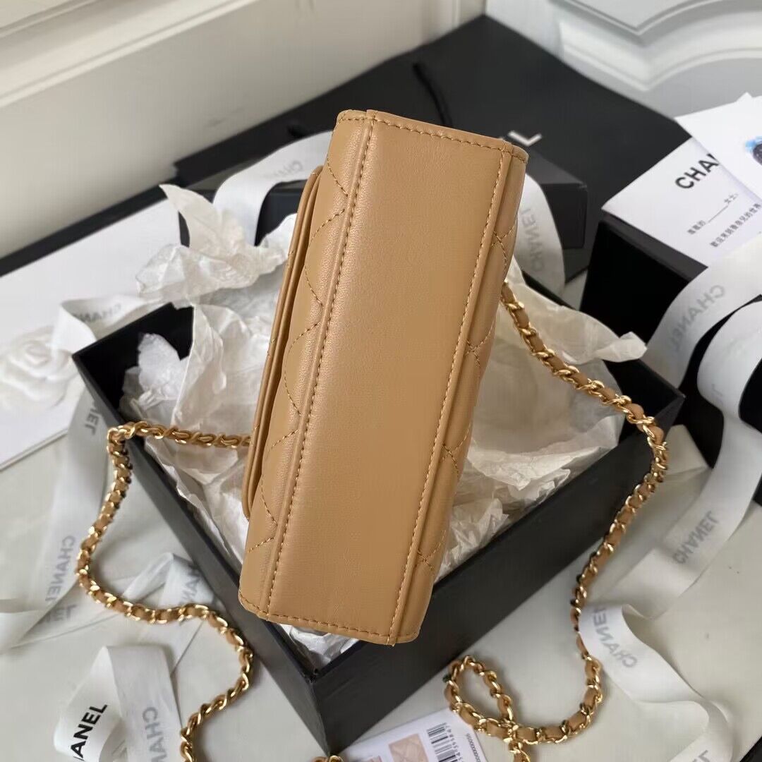 CHANEL 22B Kelly Pearl Top Handle Bag AP3513 Apricot