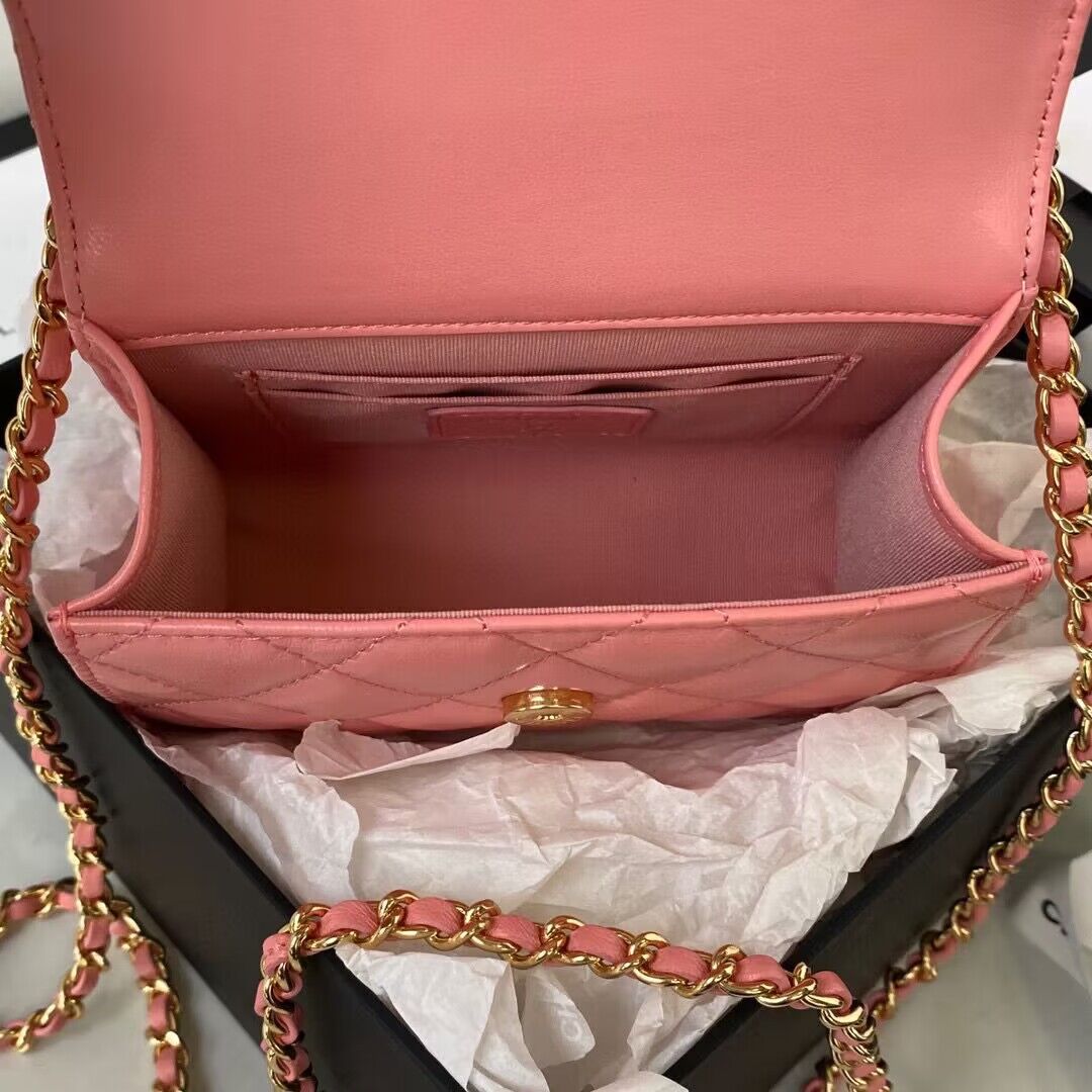 CHANEL 22B Kelly Pearl Top Handle Bag AP3513 Pink