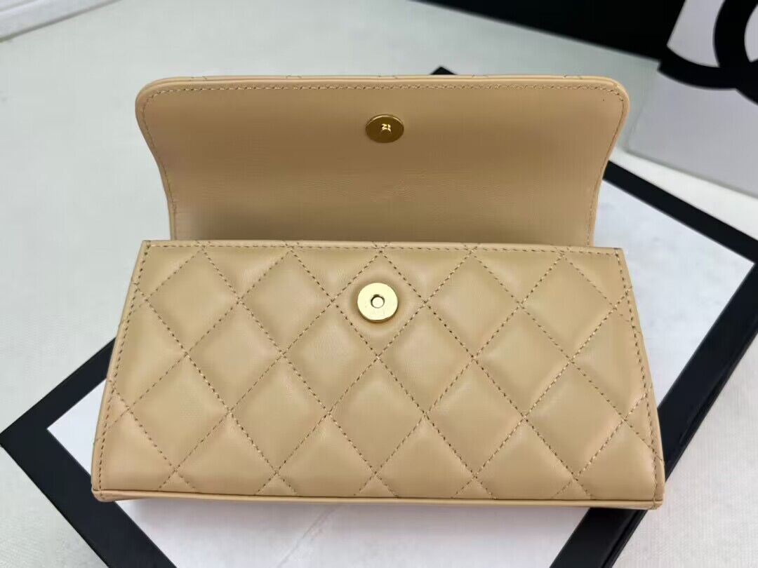 CHANEL 22B Kelly Pearl Top Handle Bag AP3562 Apricot