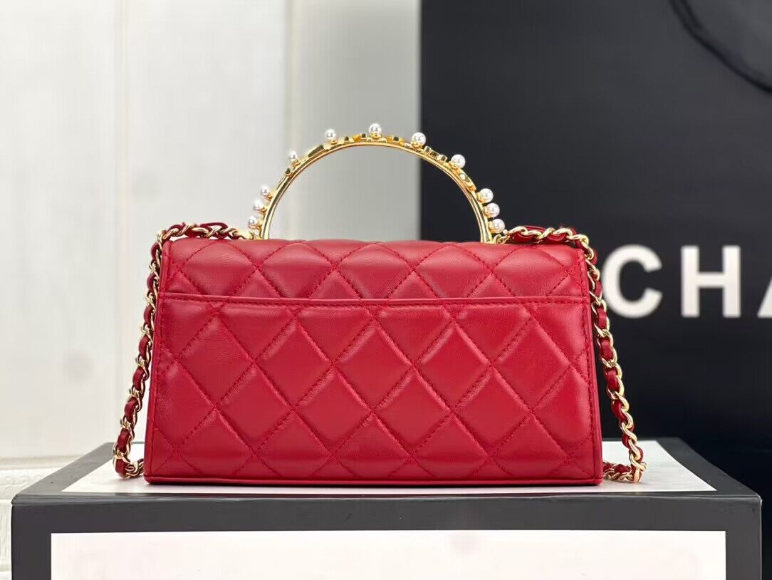 CHANEL 22B Kelly Pearl Top Handle Bag AP3562 Wine