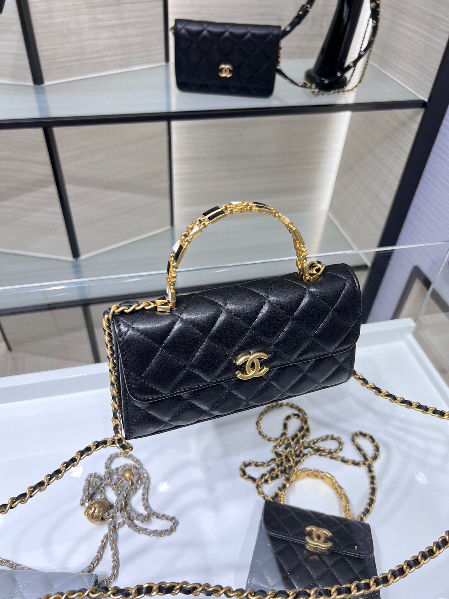 CHANEL 22B Kelly Top Handle Bag AP2946Y Black