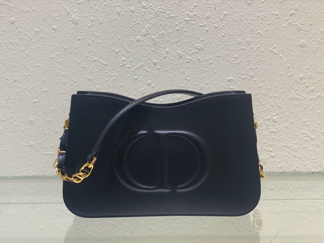 Dior CD SIGNATURE small BAG Black Calfskin with Embossed CD Signature C02229A