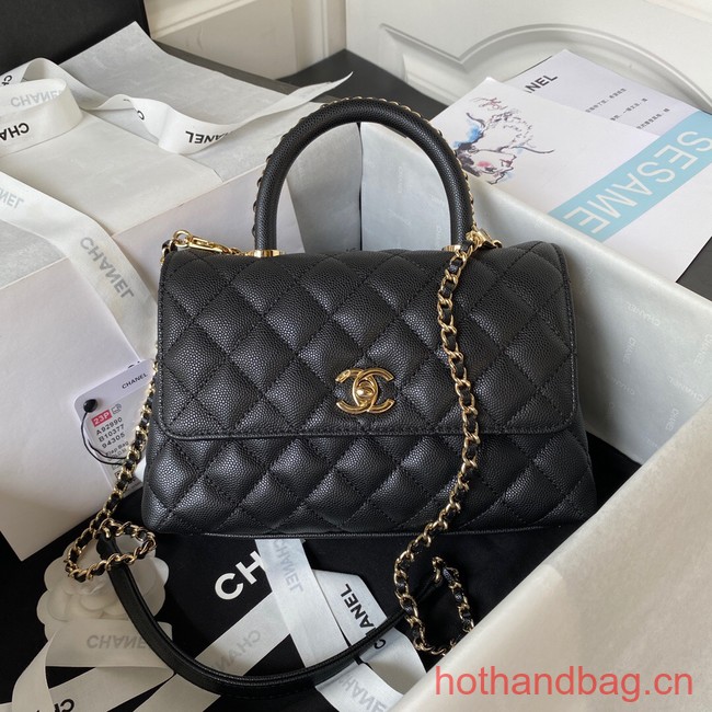 Chanel flap bag with top handle 92990 black