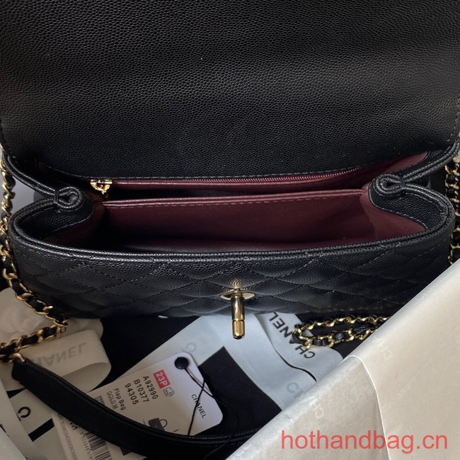 Chanel flap bag with top handle 92990 black