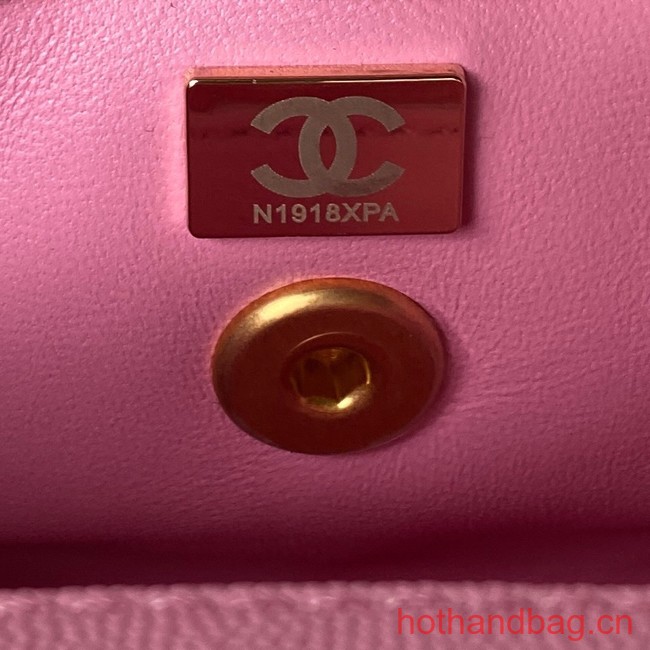 Chanel flap bag with top handle 92990 Pink