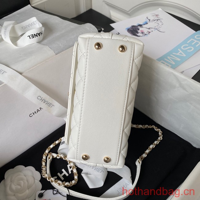 Chanel mini flap bag with top handle AS2215 white