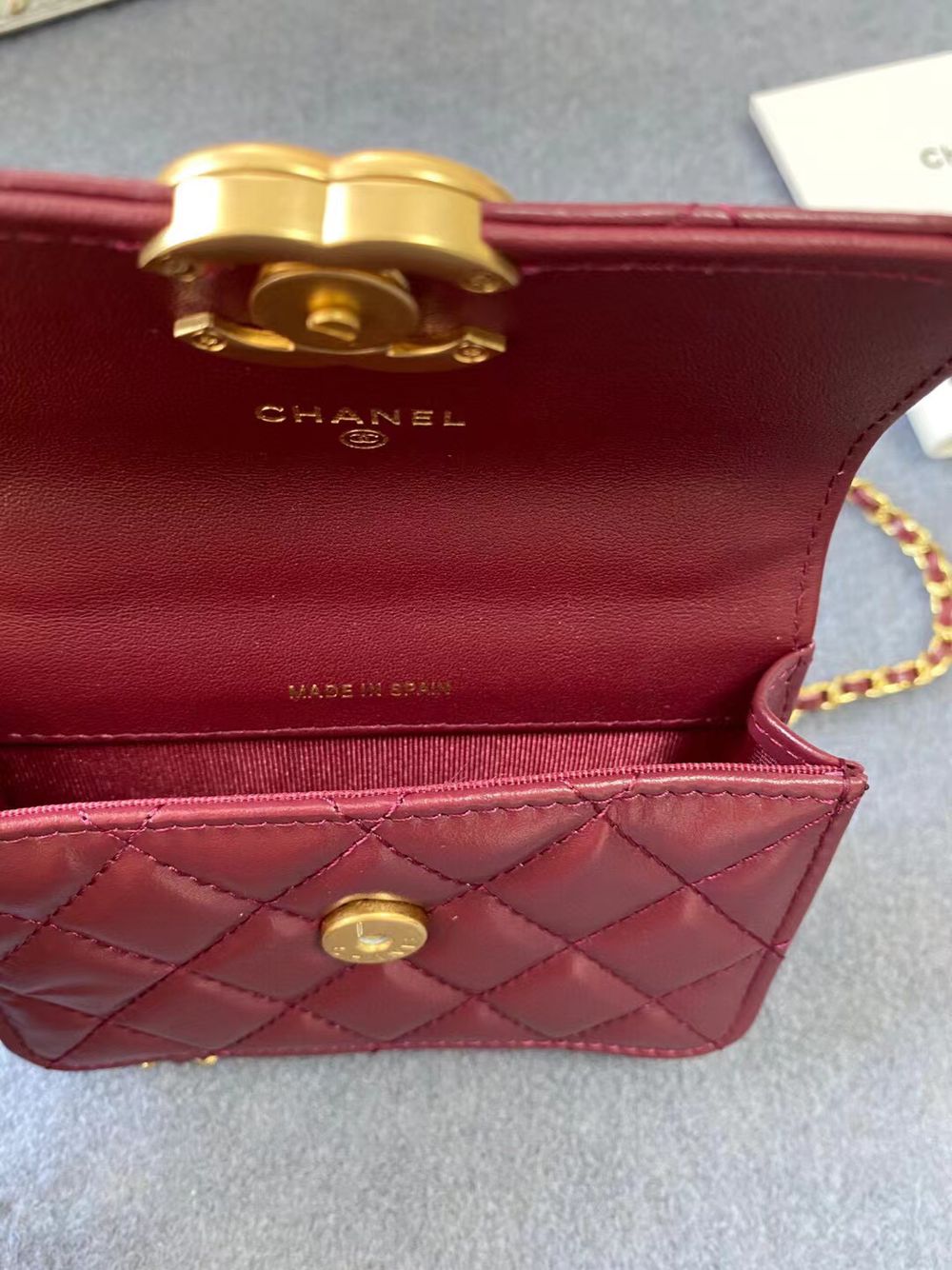 CHANEL mini wallet on chain AP2290 Wine