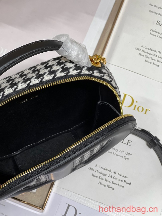 DIOR SIGNATURE BAG WITH STRAP Black and White Houndstooth Embroidery 1293