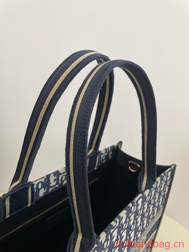 MEDIUM DIOR BOOK TOTE Ecru and Blue Dior Oblique Embroidery M1296ZRIW