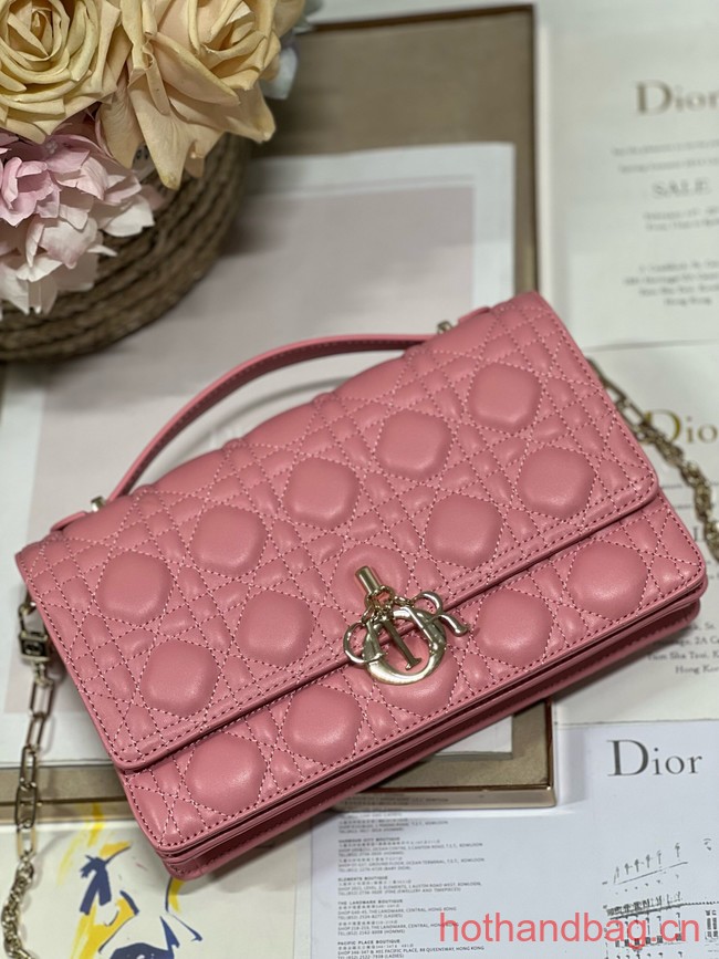 MISS DIOR TOP HANDLE BAG Melocoton Pink Cannage Lambskin M0997ON