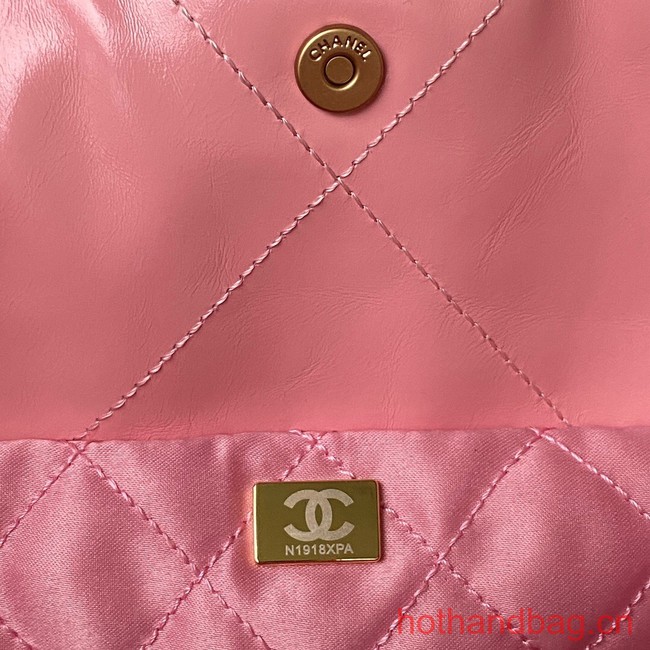 CHANEL 22 HANDBAG Calfskin & Gold-Tone Metal AS3261 pink