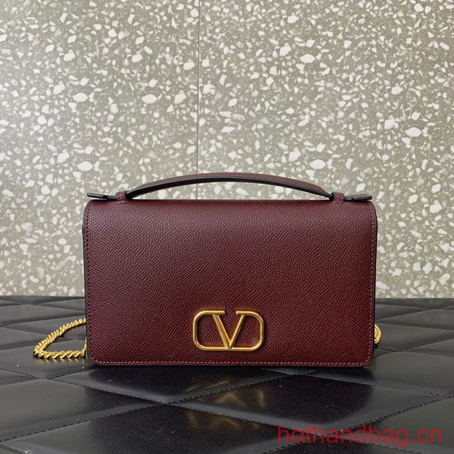 VALENTINO grain calfskin leather bag 0688 Wine