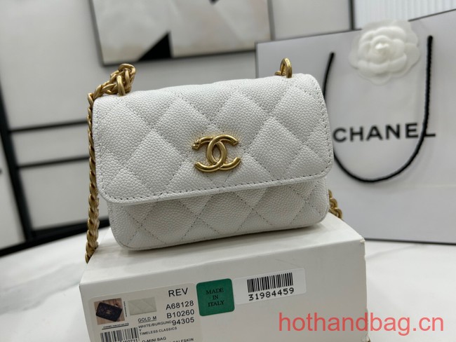 Chanel NANO CLUTCH WITH CHAIN A68128 white