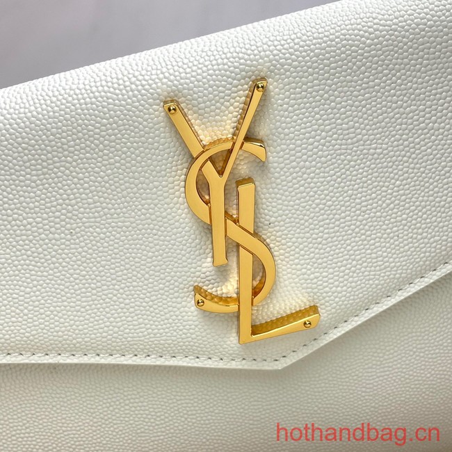 SAINT LAURENT UPTOWN POUCH IN GRAIN LEATHER 565739 WHITE