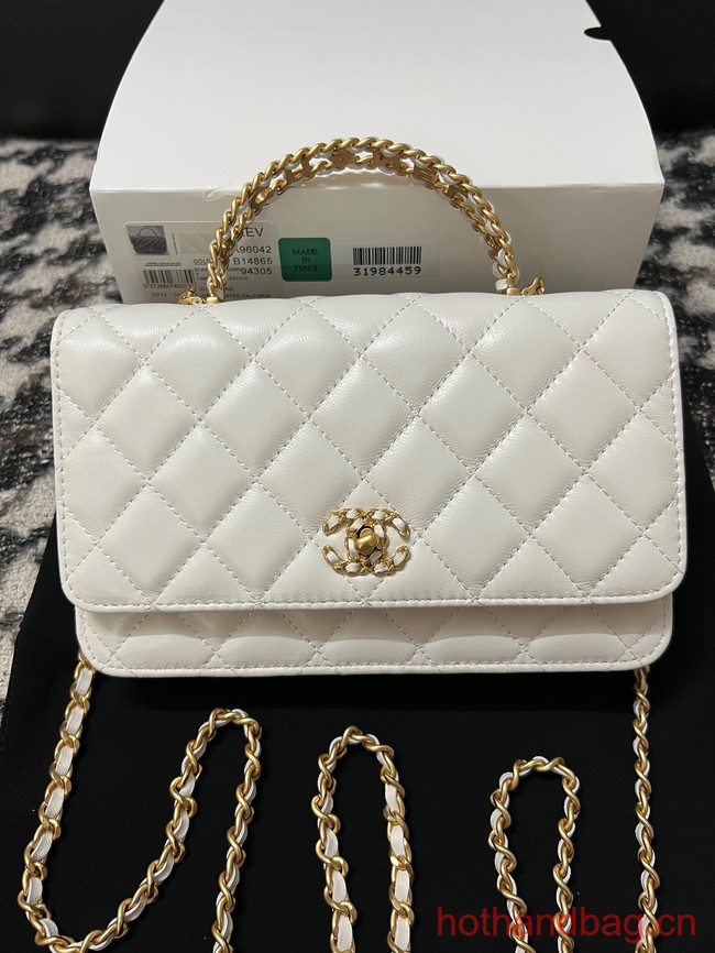 CHANEL FLAP PHONE HOLDER WITH CHAIN AP3566 white