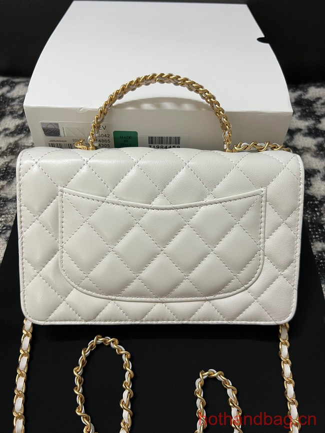 CHANEL FLAP PHONE HOLDER WITH CHAIN AP3566 white