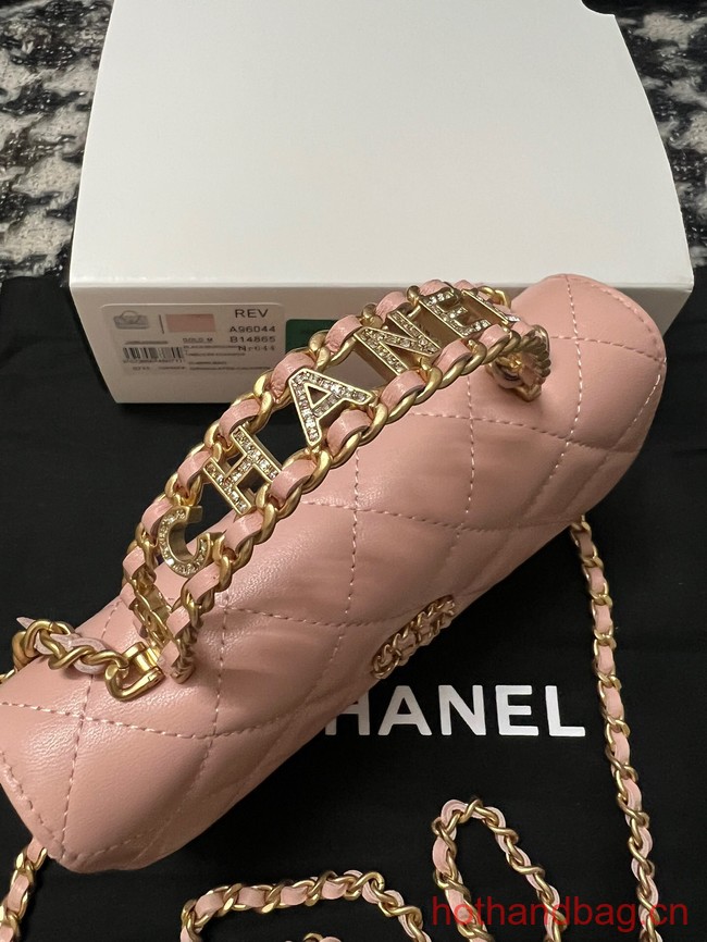 CHANEL FLAP PHONE HOLDER WITH CHAIN AP3575 pink