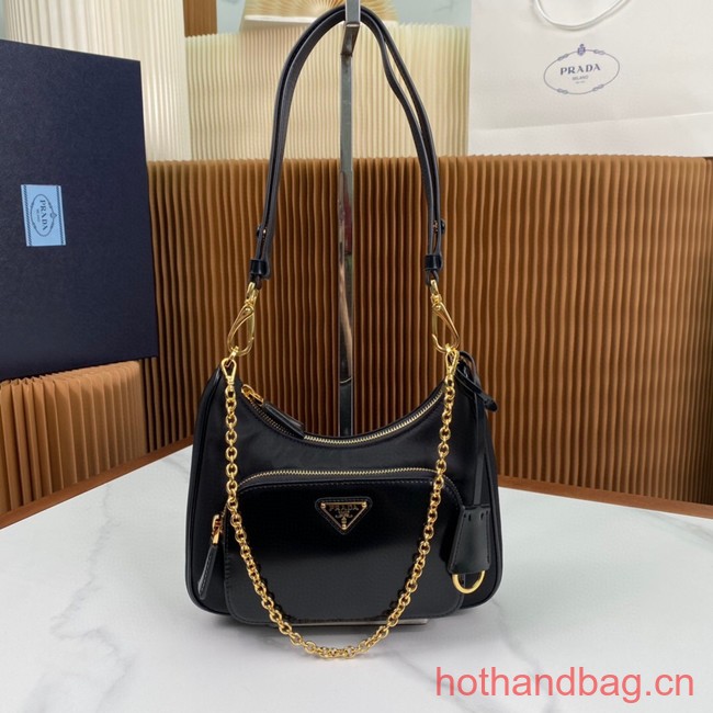 Prada Re-Nylon and brushed leather mini-bag 1BC198 black