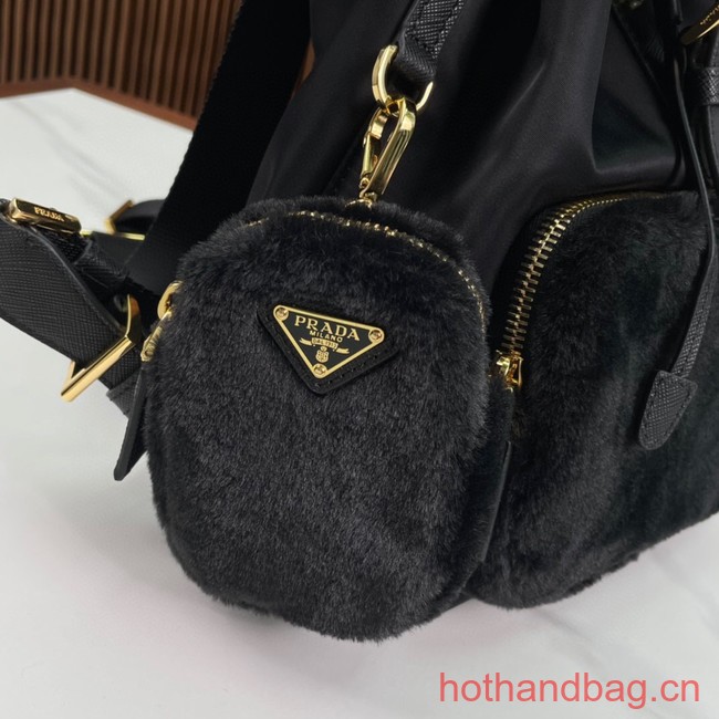 Prada Re-Nylon and shearling backpack 1BZ074 black